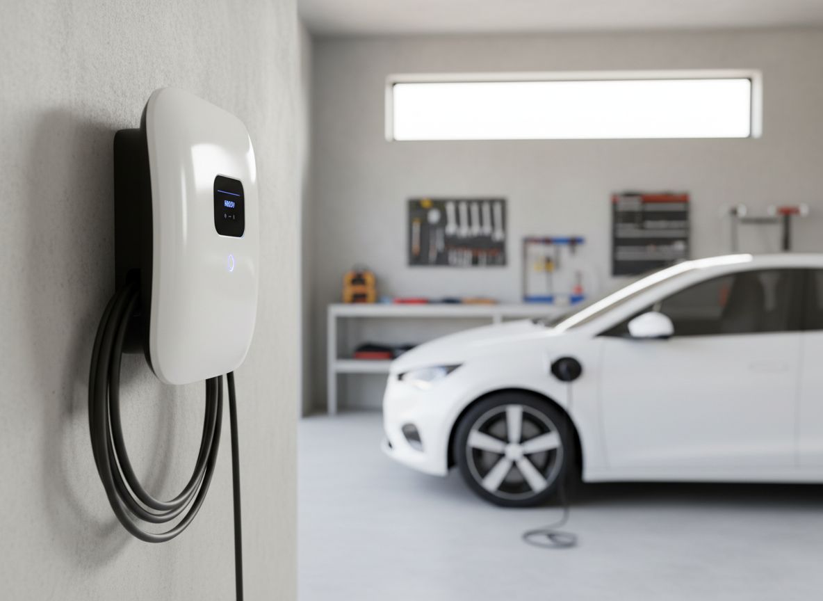 Borne de recharge murale dans un garage