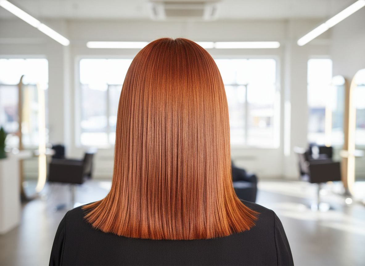 Coloration cuivrée sur cheveux mi-longs