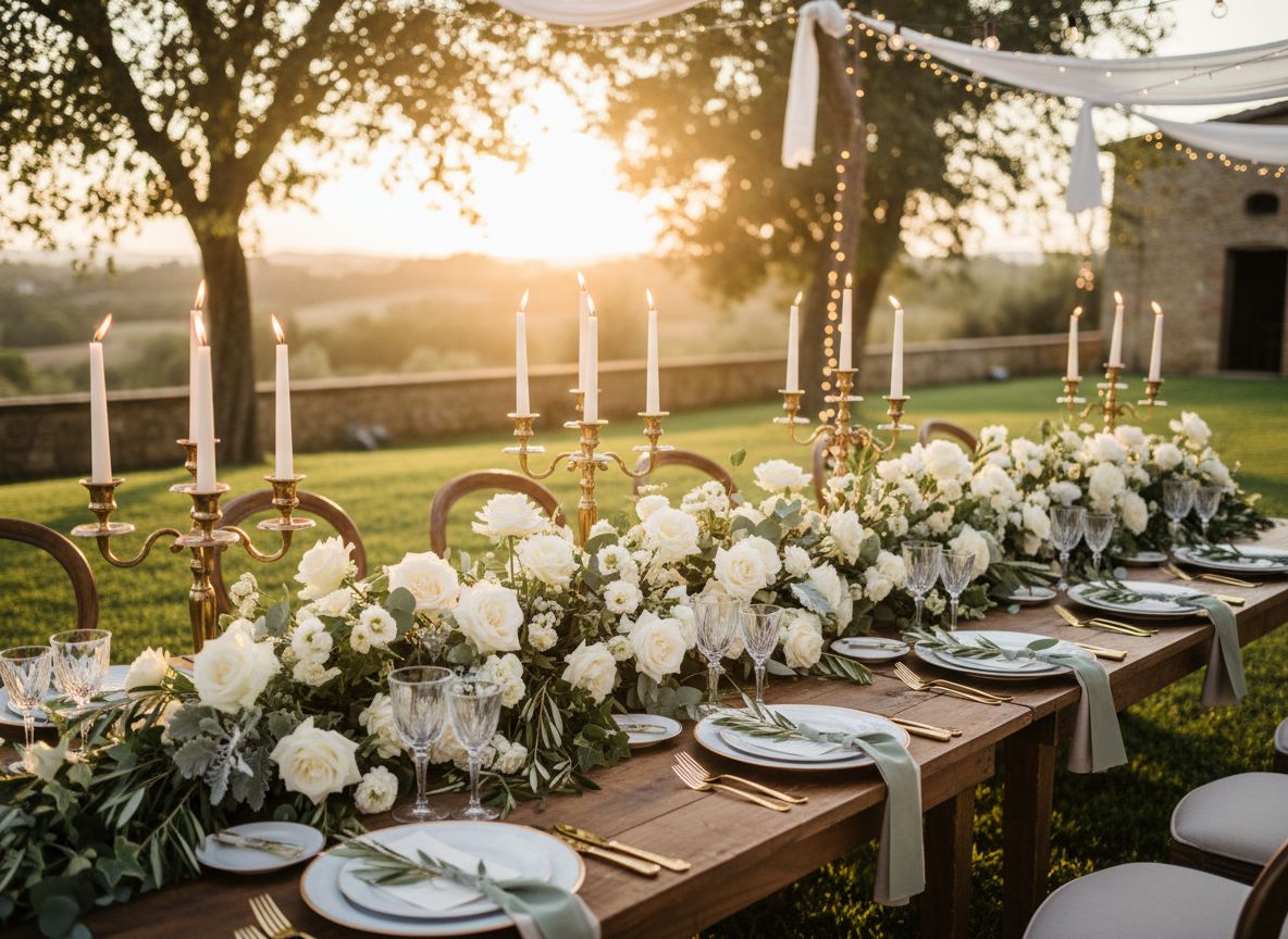 Composition de mariage blanche et vert sauge